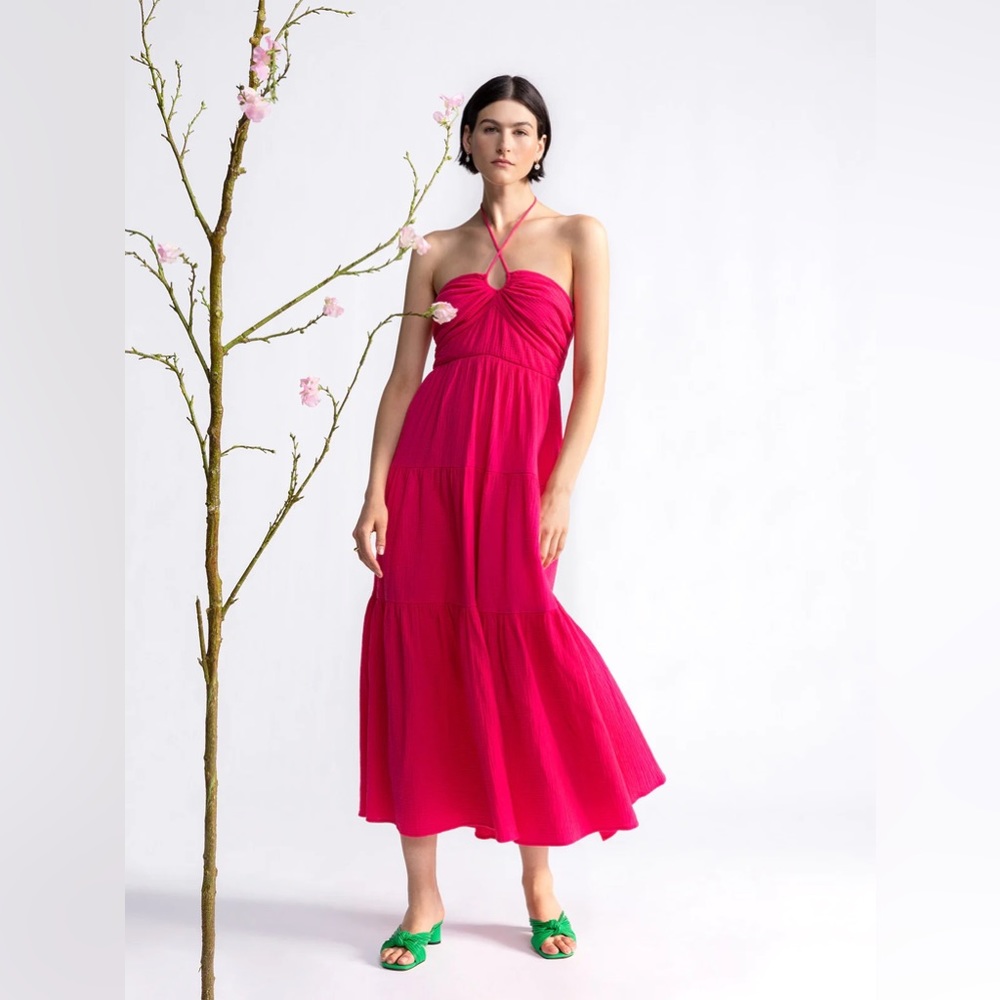 NWT Sanctuary Tiered Halter Neck Dress Sunkissed Maxi Dress